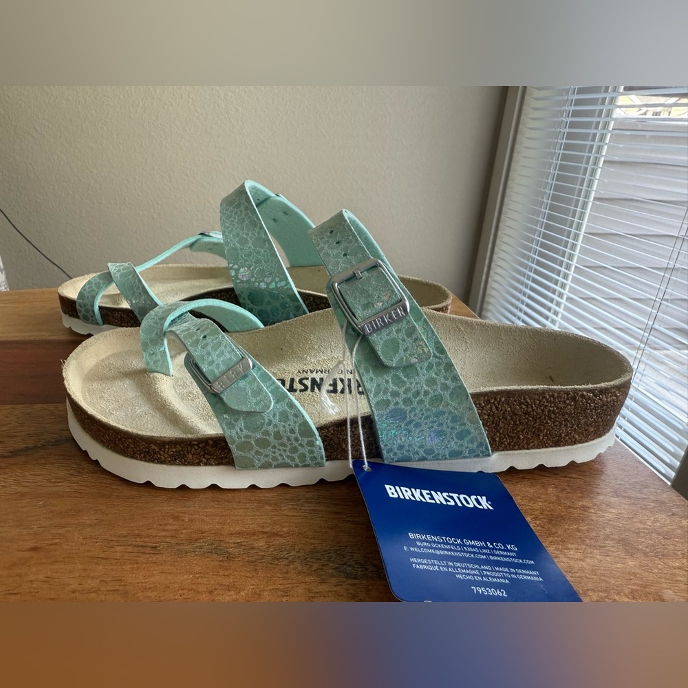 Birkenstock MAYARI Metallic Stones Aqua Women’s Size 36